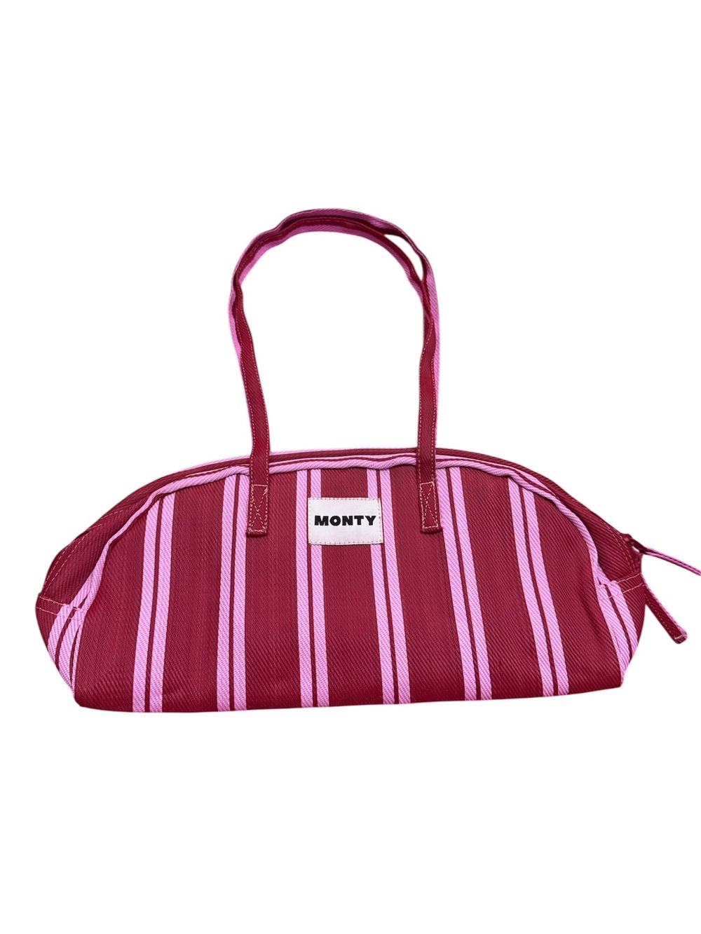 Striped Shoulder Bag in Pink and Burgundy